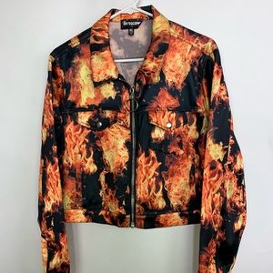 Dolls Kill Flame Cropped Jacket